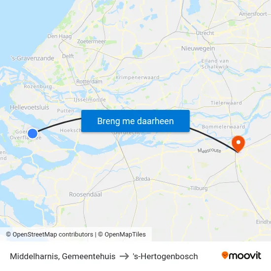 Middelharnis, Gemeentehuis to 's-Hertogenbosch map