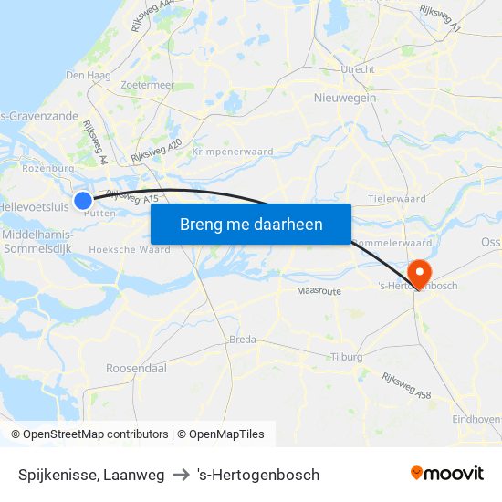 Spijkenisse, Laanweg to 's-Hertogenbosch map