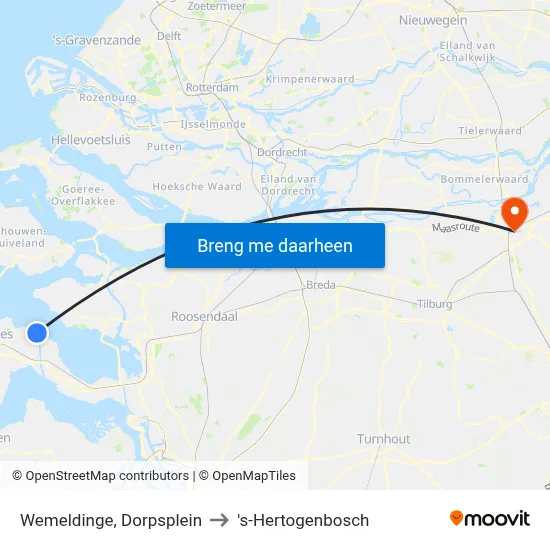 Wemeldinge, Dorpsplein to 's-Hertogenbosch map