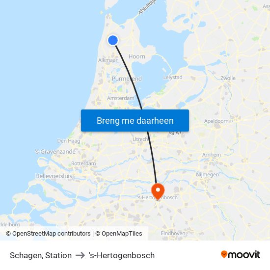 Schagen, Station to 's-Hertogenbosch map