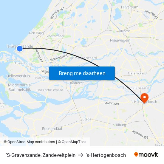 'S-Gravenzande, Zandeveltplein to 's-Hertogenbosch map