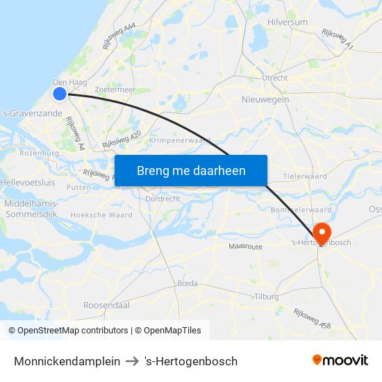Monnickendamplein to 's-Hertogenbosch map