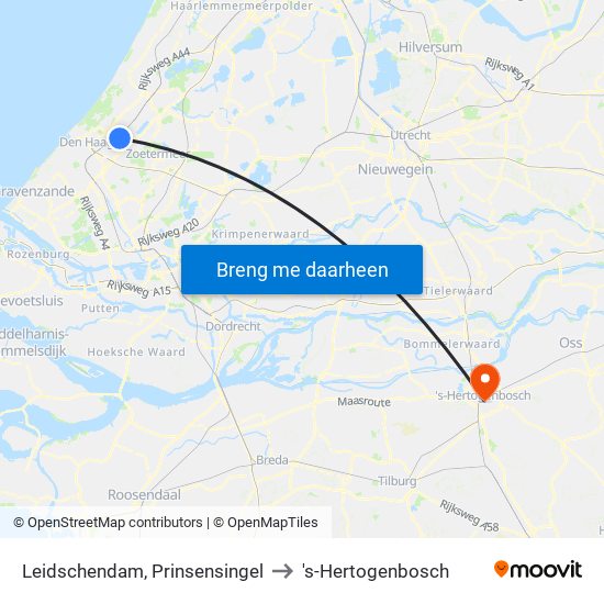 Leidschendam, Prinsensingel to 's-Hertogenbosch map