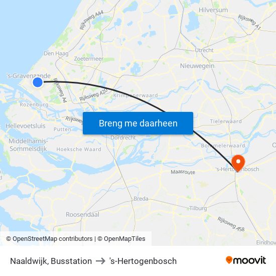Naaldwijk, Busstation to 's-Hertogenbosch map