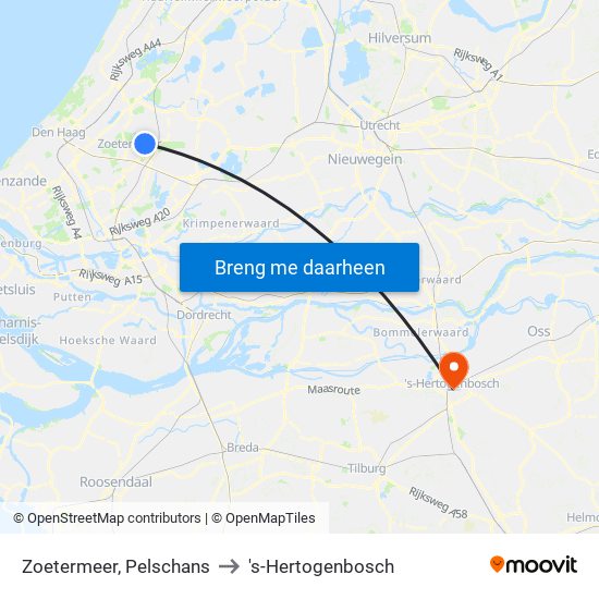 Zoetermeer, Pelschans to 's-Hertogenbosch map