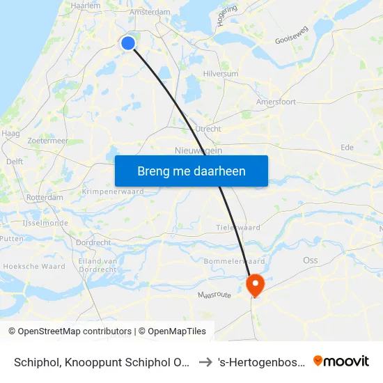 Schiphol, Knooppunt Schiphol Oost to 's-Hertogenbosch map