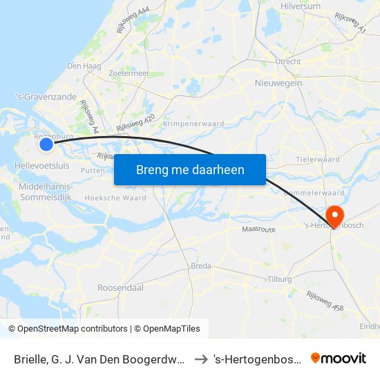 Brielle, G. J. Van Den Boogerdweg to 's-Hertogenbosch map
