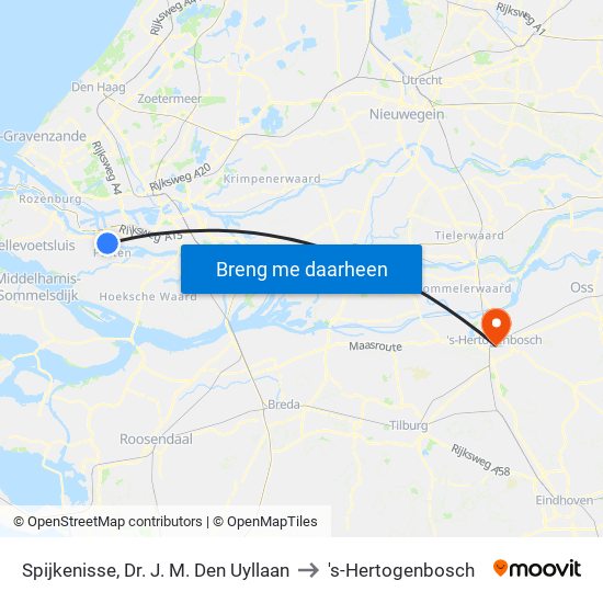 Spijkenisse, Dr. J. M. Den Uyllaan to 's-Hertogenbosch map