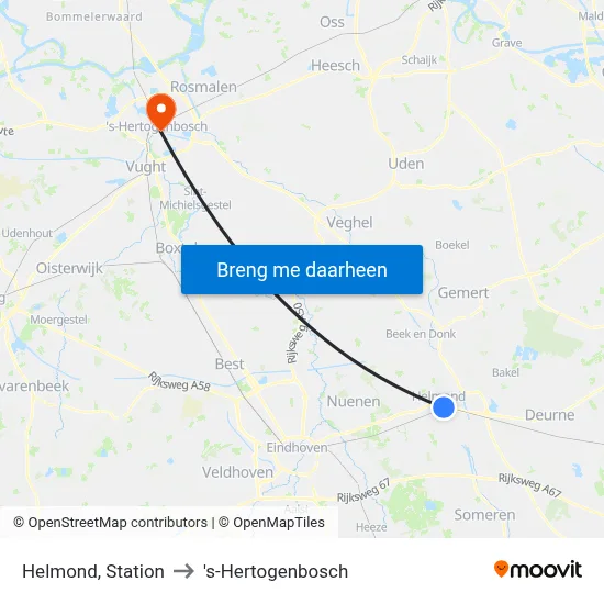 Helmond, Station to 's-Hertogenbosch map