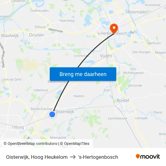Oisterwijk, Hoog Heukelom to 's-Hertogenbosch map