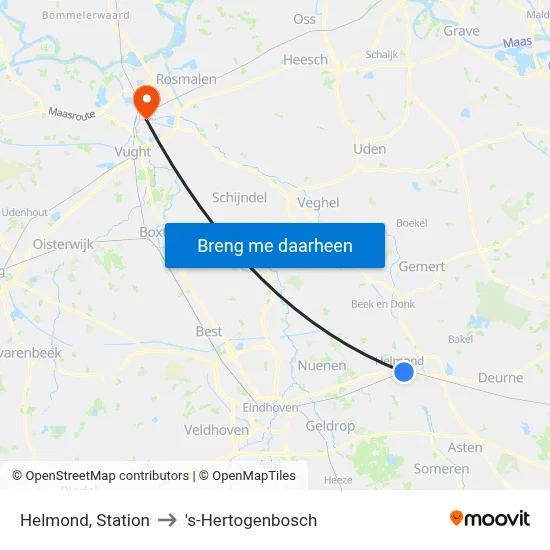 Helmond, Station to 's-Hertogenbosch map