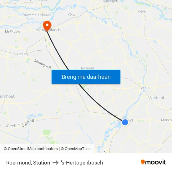 Roermond, Station to 's-Hertogenbosch map