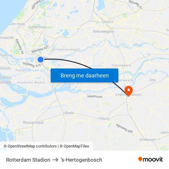 Rotterdam Stadion to 's-Hertogenbosch map