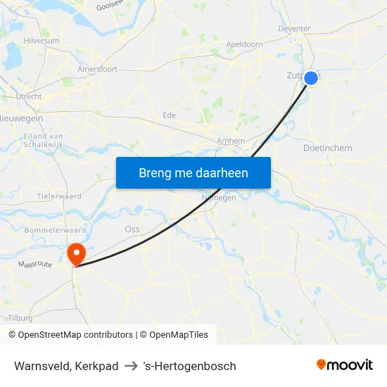 Warnsveld, Kerkpad to 's-Hertogenbosch map