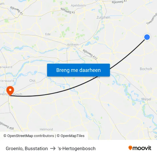 Groenlo, Busstation to 's-Hertogenbosch map