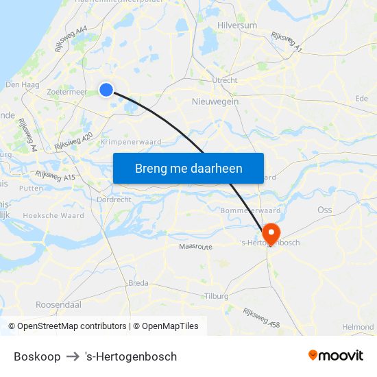 Boskoop to 's-Hertogenbosch map
