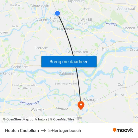 Houten Castellum to 's-Hertogenbosch map