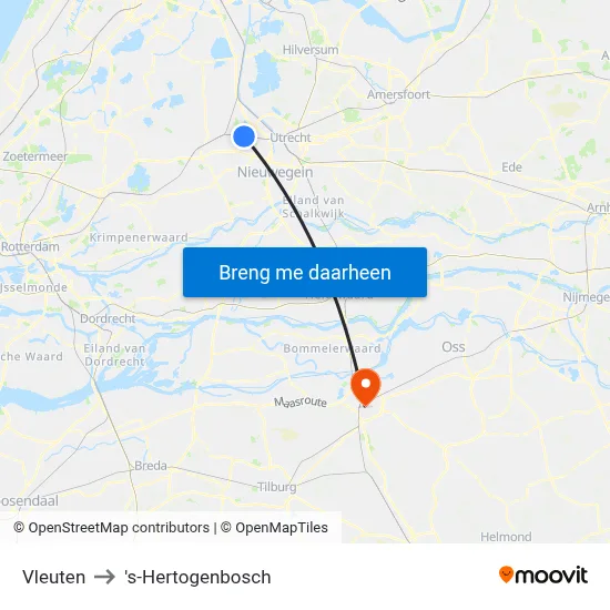 Vleuten to 's-Hertogenbosch map