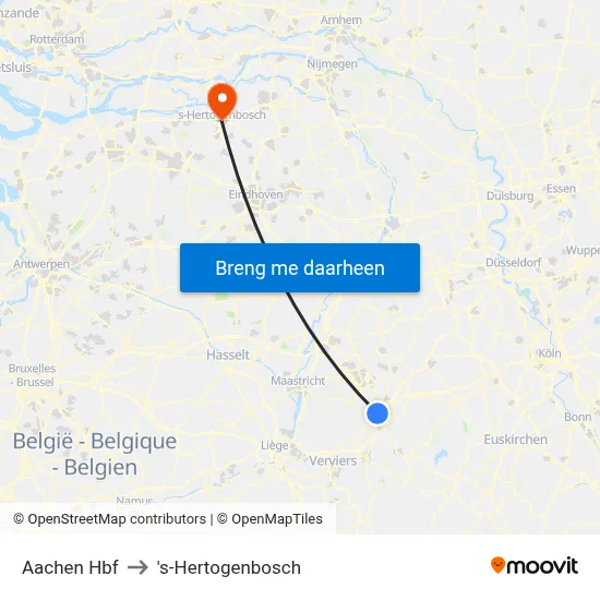 Aachen Hbf to 's-Hertogenbosch map