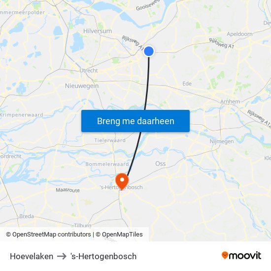 Hoevelaken to 's-Hertogenbosch map