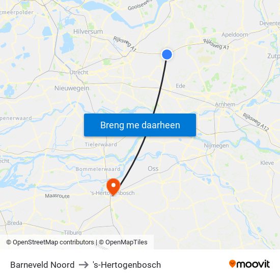 Barneveld Noord to 's-Hertogenbosch map