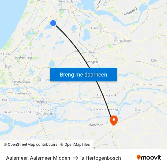 Aalsmeer, Aalsmeer Midden to 's-Hertogenbosch map