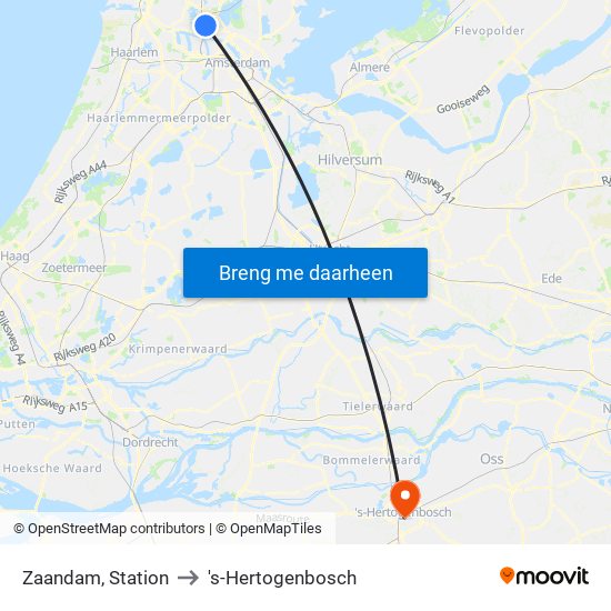 Zaandam, Station to 's-Hertogenbosch map