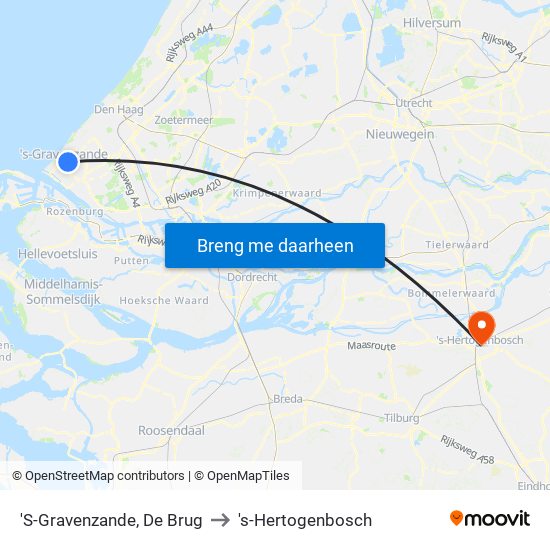 'S-Gravenzande, De Brug to 's-Hertogenbosch map