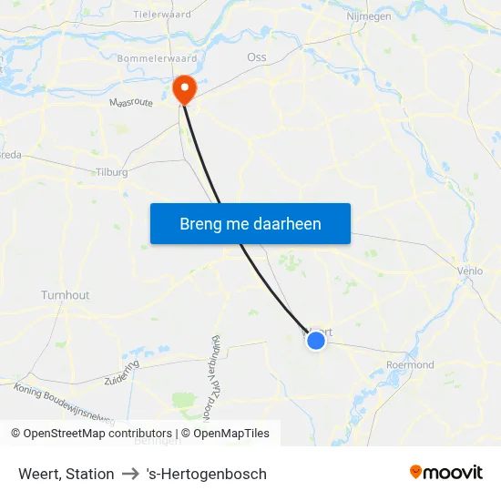 Weert, Station to 's-Hertogenbosch map