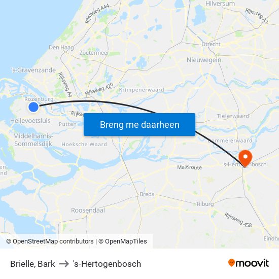Brielle, Bark to 's-Hertogenbosch map