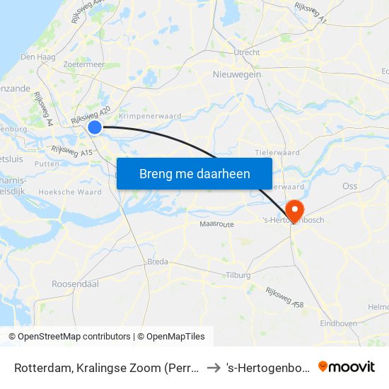 Rotterdam, Kralingse Zoom (Perron D) to 's-Hertogenbosch map