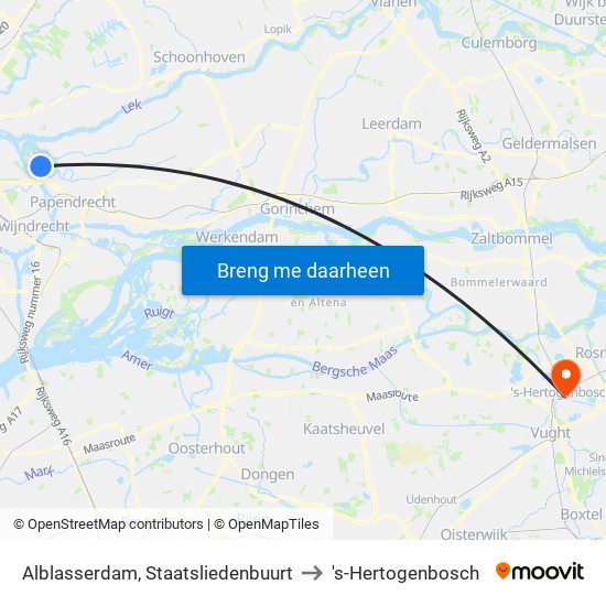 Alblasserdam, Staatsliedenbuurt to 's-Hertogenbosch map