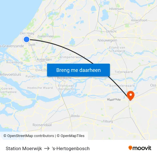 Station Moerwijk to 's-Hertogenbosch map