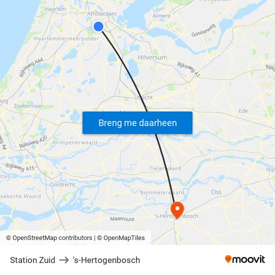 Station Zuid to 's-Hertogenbosch map