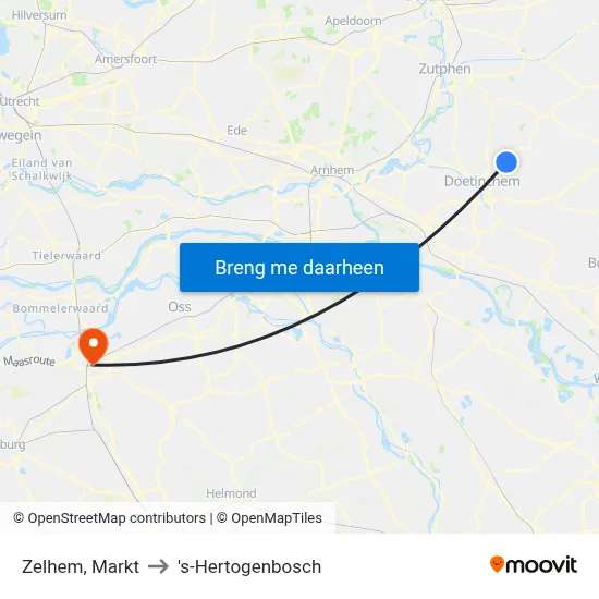 Zelhem, Markt to 's-Hertogenbosch map