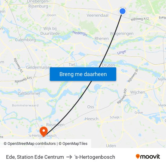 Ede, Station Ede Centrum to 's-Hertogenbosch map