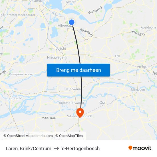 Laren, Brink/Centrum to 's-Hertogenbosch map