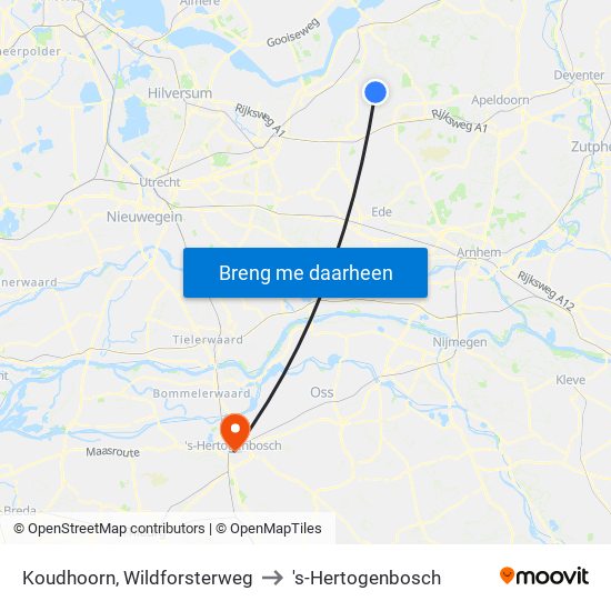 Koudhoorn, Wildforsterweg to 's-Hertogenbosch map
