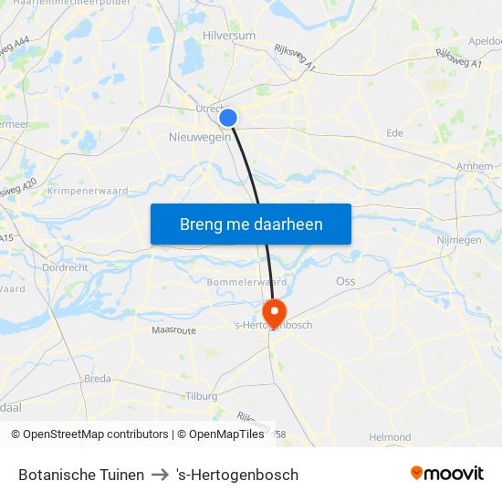 Botanische Tuinen to 's-Hertogenbosch map