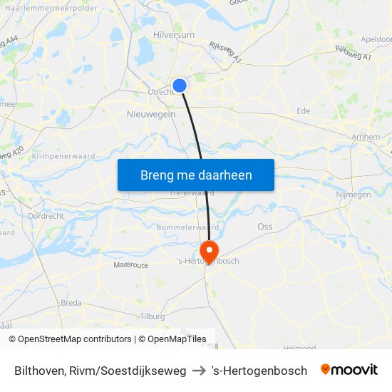 Bilthoven, Rivm/Soestdijkseweg to 's-Hertogenbosch map
