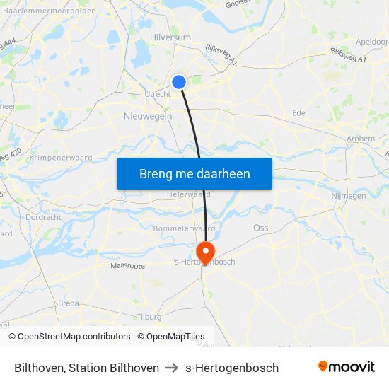 Bilthoven, Station Bilthoven to 's-Hertogenbosch map