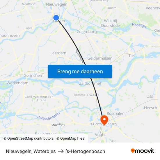 Nieuwegein, Waterbies to 's-Hertogenbosch map