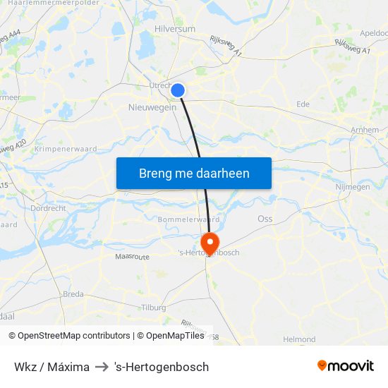Wkz / Máxima to 's-Hertogenbosch map