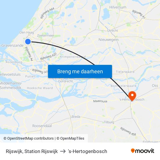 Rijswijk, Station Rijswijk to 's-Hertogenbosch map