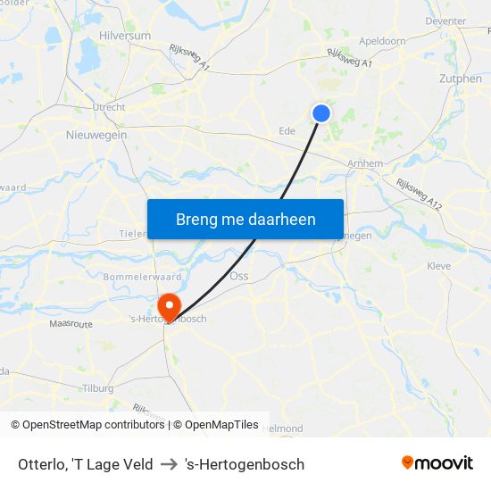 Otterlo, 'T Lage Veld to 's-Hertogenbosch map