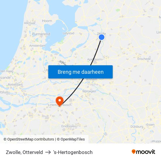 Zwolle, Otterveld to 's-Hertogenbosch map