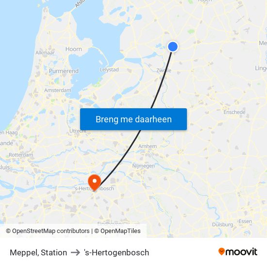 Meppel, Station to 's-Hertogenbosch map
