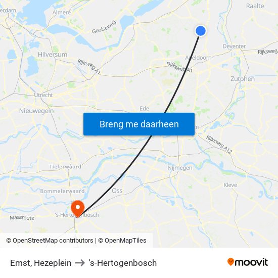 Emst, Hezeplein to 's-Hertogenbosch map