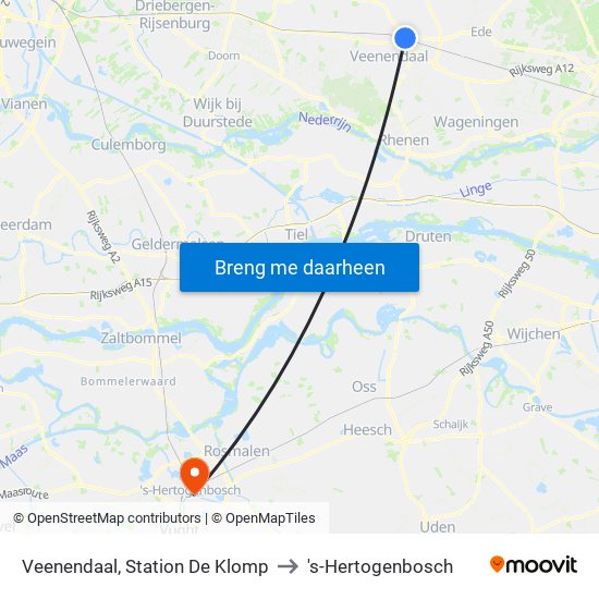 Veenendaal, Station De Klomp to 's-Hertogenbosch map