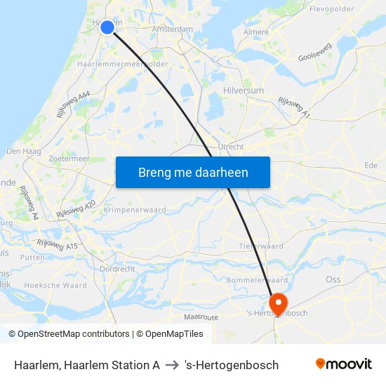 Haarlem, Haarlem Station A to 's-Hertogenbosch map